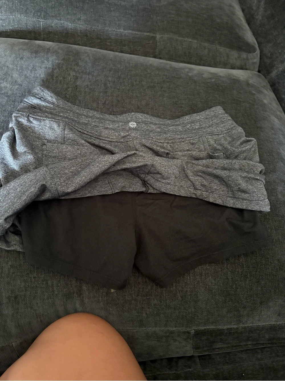 Gray Knit Drawstring Mini Skirt